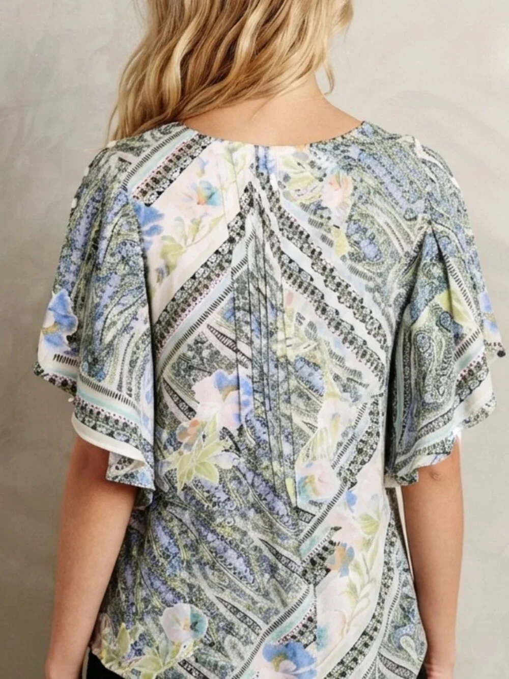 Anthropologie Maeve Multicolor Maya Flutter Sleeve Top Size 4 39694